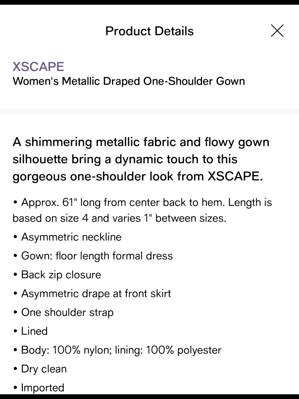 Xscape One-Shoulder Ruffle-Front Evening Gown Mint Metallic Draped Size 14 - Picture 8 of 8